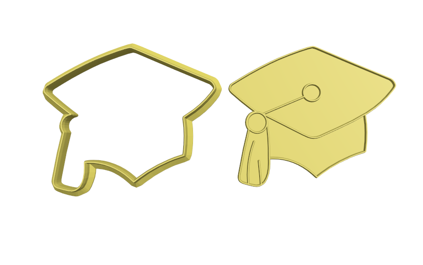 Graduation cap cookie cutter and stamp – Frosted Cutters