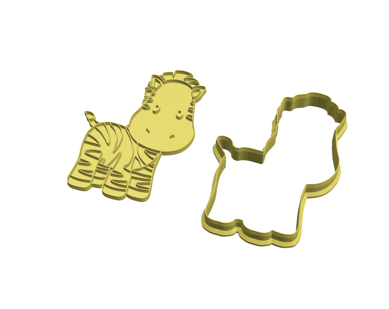 Zebra cookie cutter and stamp Frosted Cutters