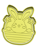 Bunny in the basket  cookie cutter and stamp