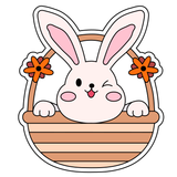 Bunny in the basket  cookie cutter and stamp