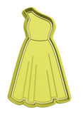 One shoulder wedding dress cookie cutter and stamp