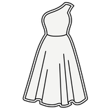 One shoulder wedding dress cookie cutter and stamp