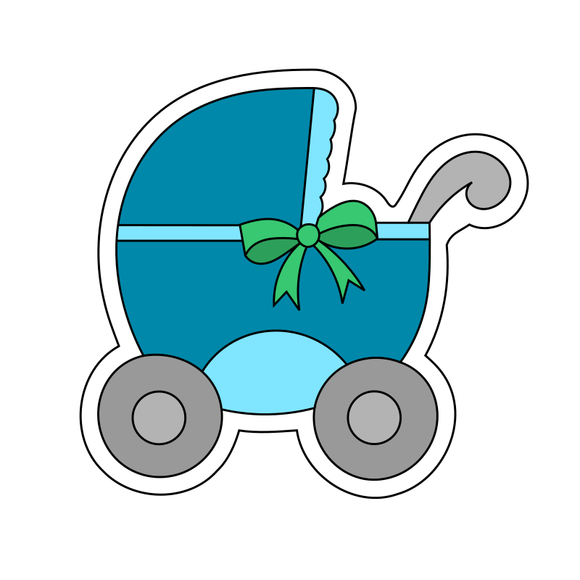Baby boy blue carriage trolley cookie cutter and stamp