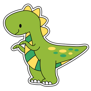 Light green dinosaur (Tyrannosaurus rex) cookie cutter with stamp