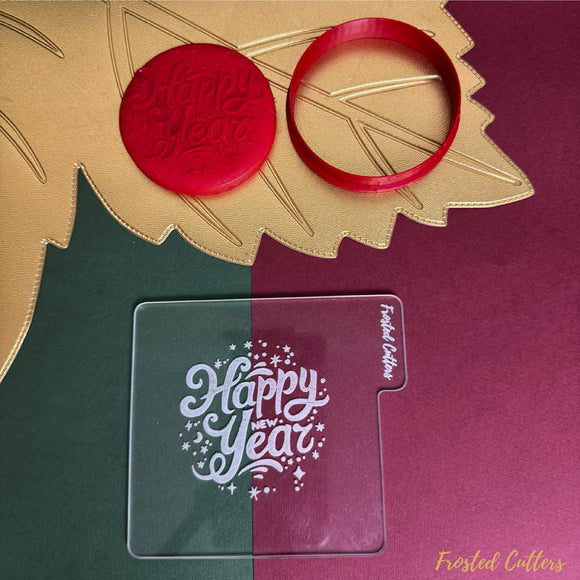Happy New Year lettering debosser stamp
