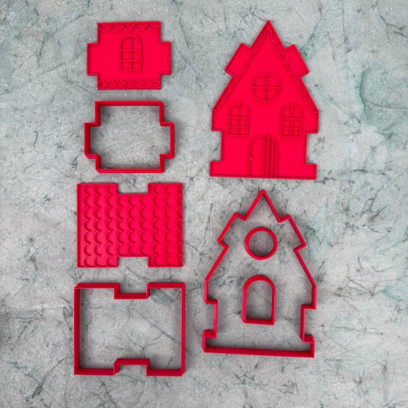 Interlocking Christmas Gingerbread house cutters and stamps set