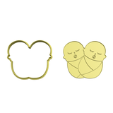 Baby twins swaddled cookie cutter and stamp