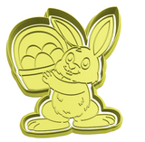 Bunny holding eggs basket  cookie cutter and stamp