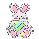 Bunny hugging an egg cookie cutter and stamp