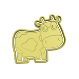 Cow 2 cookie cutter with stamp