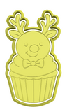 Cup-cake reindeer cookie cutter and stamp