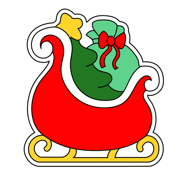 Santa sled and gifts pack cookie cutter and stamp
