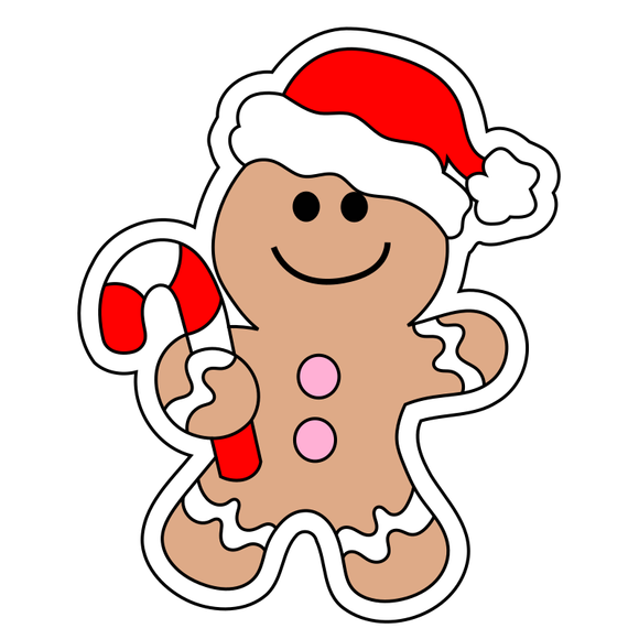Gingerbread man wearing hat cookie cutter and stamp