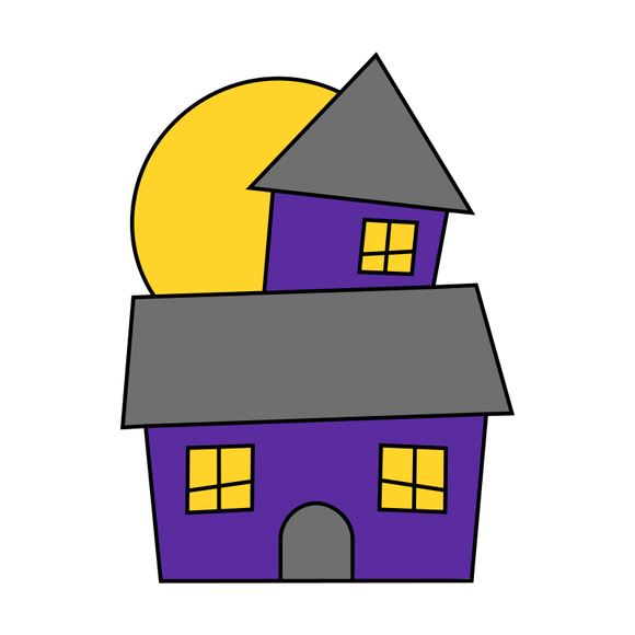 Haunted house with moon cookie cutter and stamp