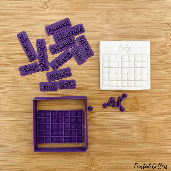 Calendar cutter and stamp set (with month stamps)