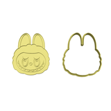 Labubu doll face cookie cutter with stamp