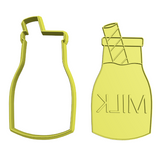 Milk Bottle cookie cutter with stamp