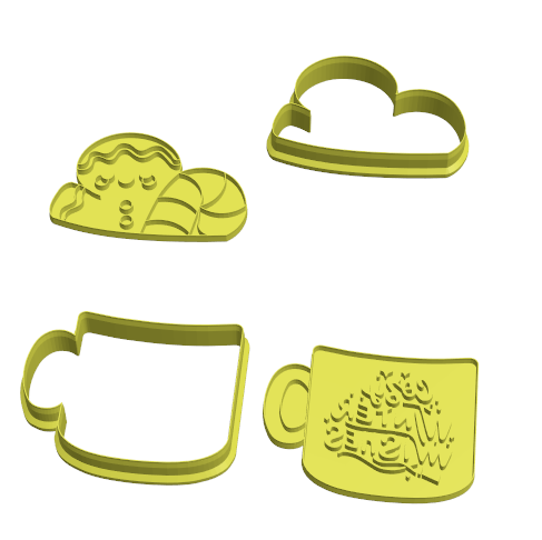 Hot drink and Gingerbread+ Candy cane cookie cutters and stamps (set o ...