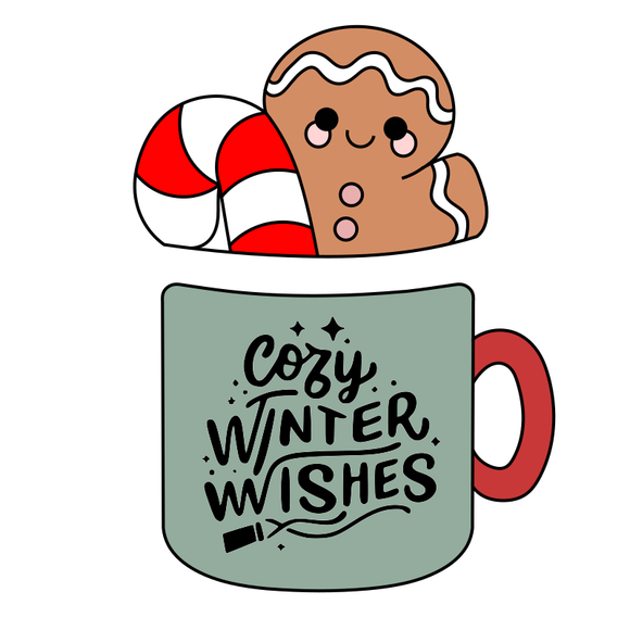 Hot drink and Gingerbread+ Candy cane cookie cutters and stamps (set of 2)