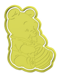 Sitting Pooh with honey cookie cutter and stamp