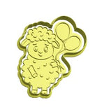 Sheep with balloons cookie cutter with stamp