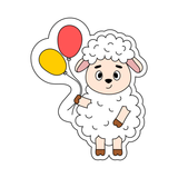 Sheep with balloons cookie cutter with stamp