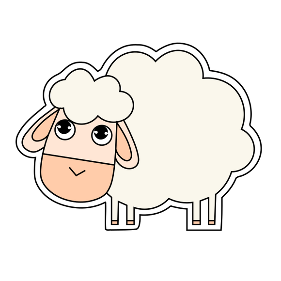 Sheep 2 cookie cutter with stamp