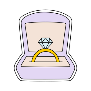 Wedding ring in box cookie cutter and stamp