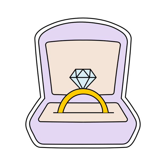 Wedding ring in box cookie cutter and stamp