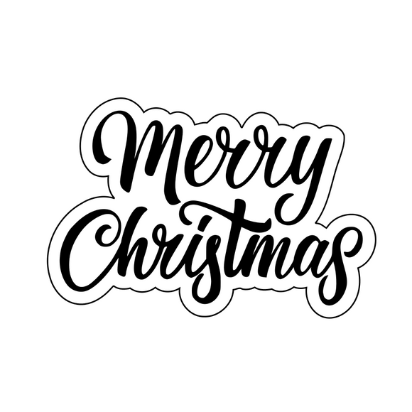 Merry Christmas  lettering cookie cutter with stamp