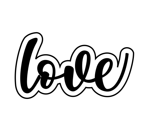 Love calligraphy cookie cutter with stamp
