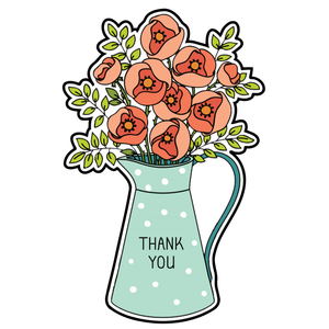 Thank you flower vase bouquet cookie cutter