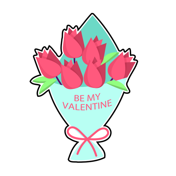 Valentine flowers bouquet cookie cutter