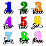 Numbers (1-9) with writing