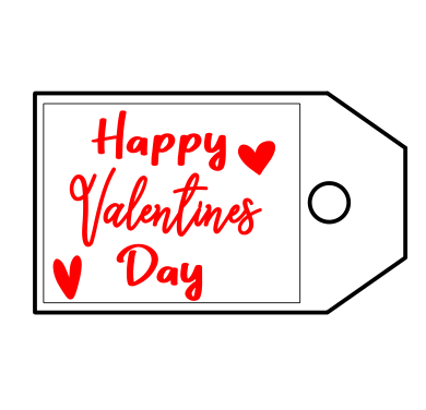Gift tag cookie cutter with happy valentines day stamp