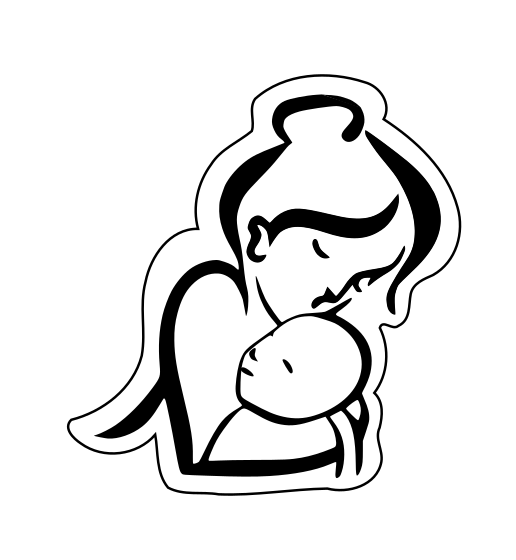Mother holding baby cookie cutter and stamp