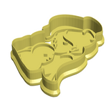 Mother holding baby cookie cutter and stamp
