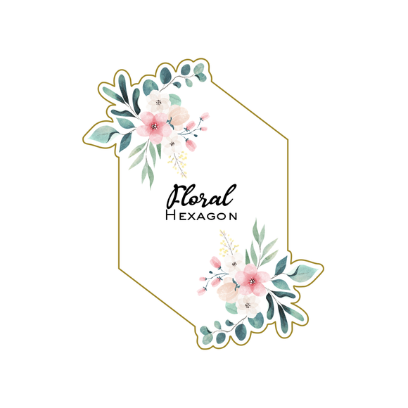 Long hexagonal floral frame plaque cookie cutter