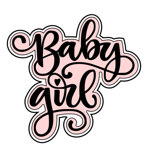 Baby girl calligraghy  cookie cutter and stamp