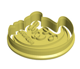 Eid mubarak calligraphy with cresent cookie cutter with stamp