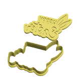 Happy easter calligraphy cookie cutter with debosser