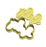 Baby calligraphy cookie cutter with debosser