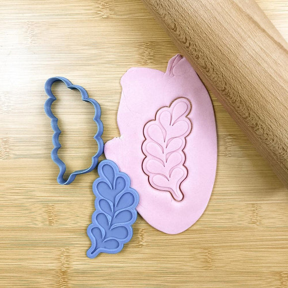 Leaf flourish 1 cookie cutter with debosser