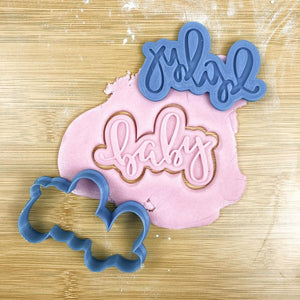 Baby calligraphy cookie cutter with debosser
