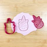 Unicorn face cookie cutter with stamp