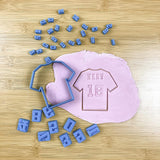 Football Soccer t-shirt jersey cookie cutter with letter and number stamps