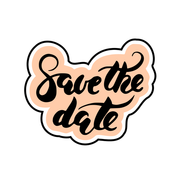 Save the date calligraphy cookie cutter with debosser