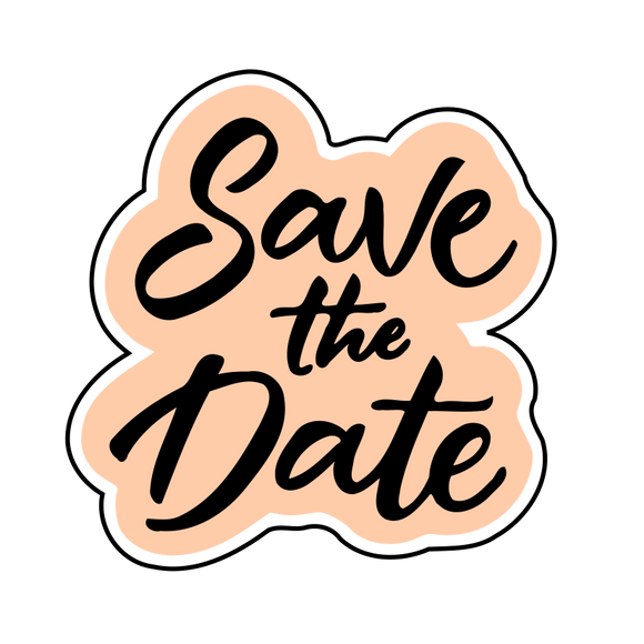 Save the date calligraphy cookie cutter and stamp