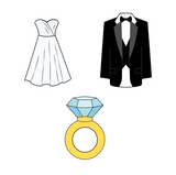 Wedding elements  set cookie cutters (set of 3 )