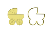 Baby carriage cookie cutter with stamp